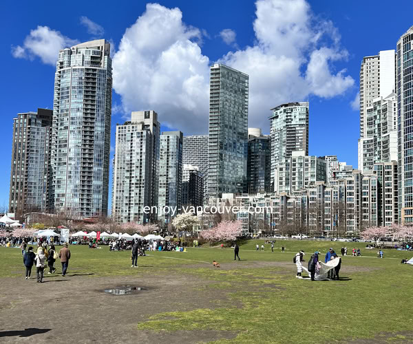 David Lam Park and the Yaletown waterfront beside False Creek in Vancouver.