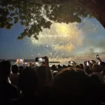 Colourful fireworks over English Bay in Vancouver