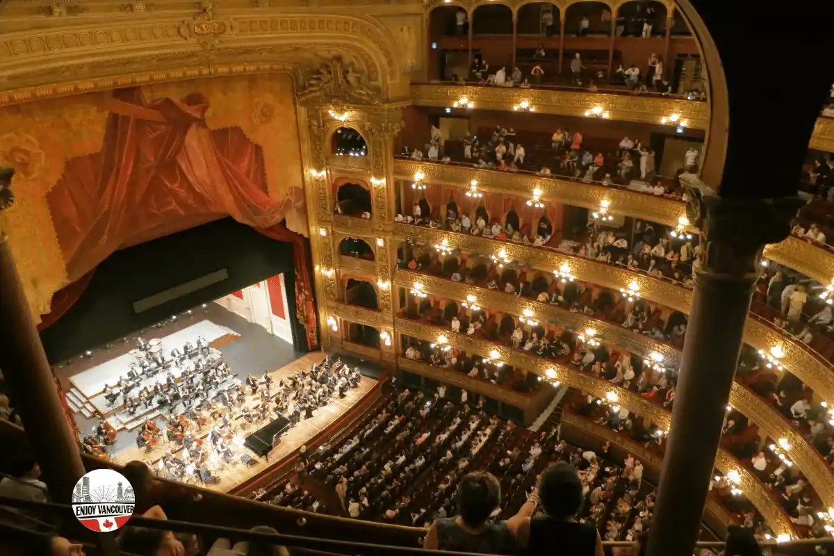 Indoor performing arts venue with a live stage performance